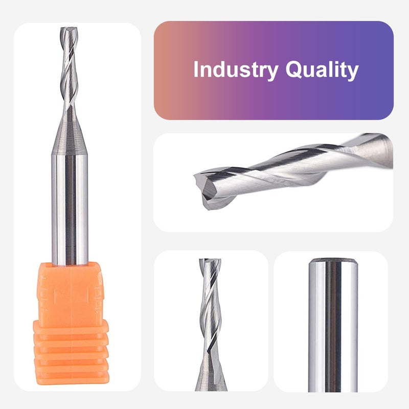 SpeTool CNC Spiral Router Bits with Up Cut 1/8 inch Cutting Diameter, 1/4 inch Shank HRC55 Solid Carbide End Mill for Wood Cut, Carving - Image 3